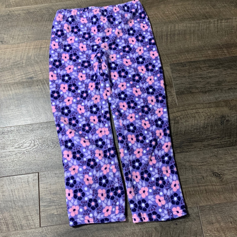 Women's Plush Fleece Floral Pajama Pants - L